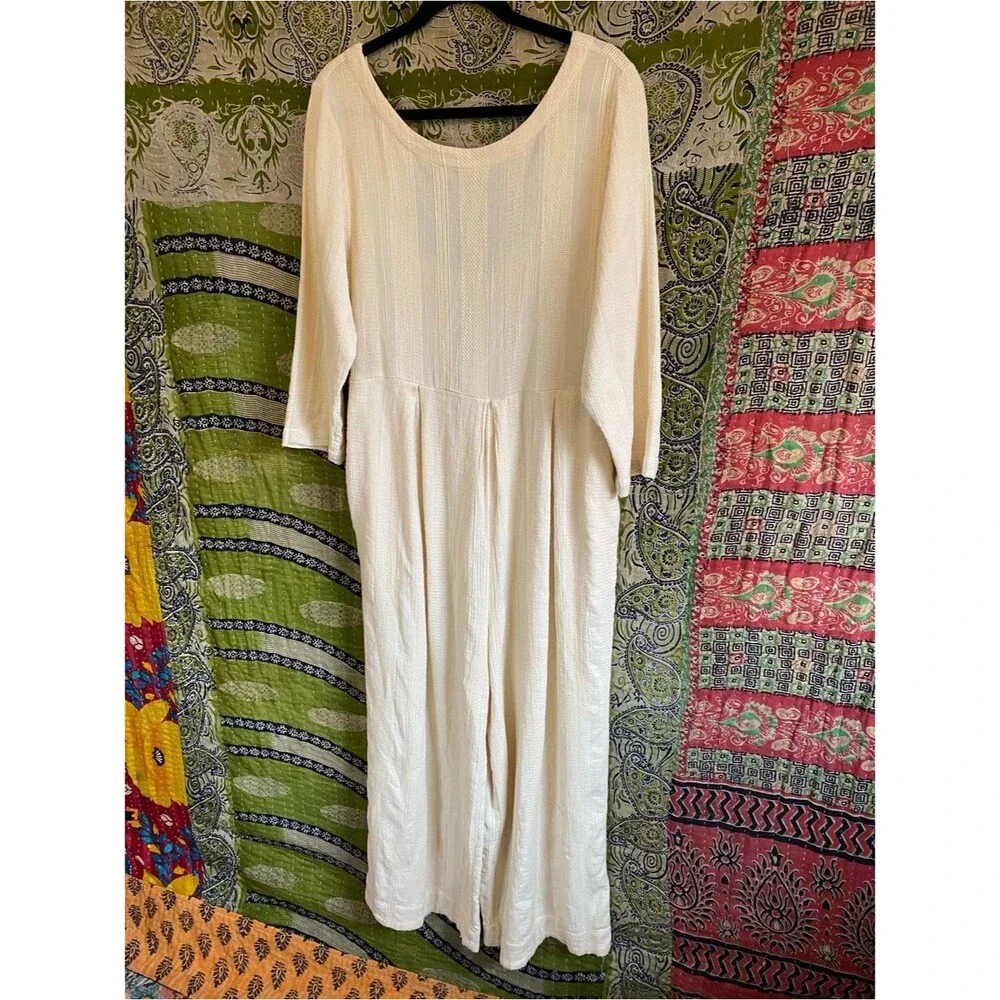 Free People Cream Shiloh One Piece Wideleg Coastal Bohemian Jumpsuit Size Small